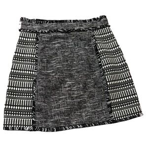 French Connection Tweed Black & White Patterned A-Line Skirt